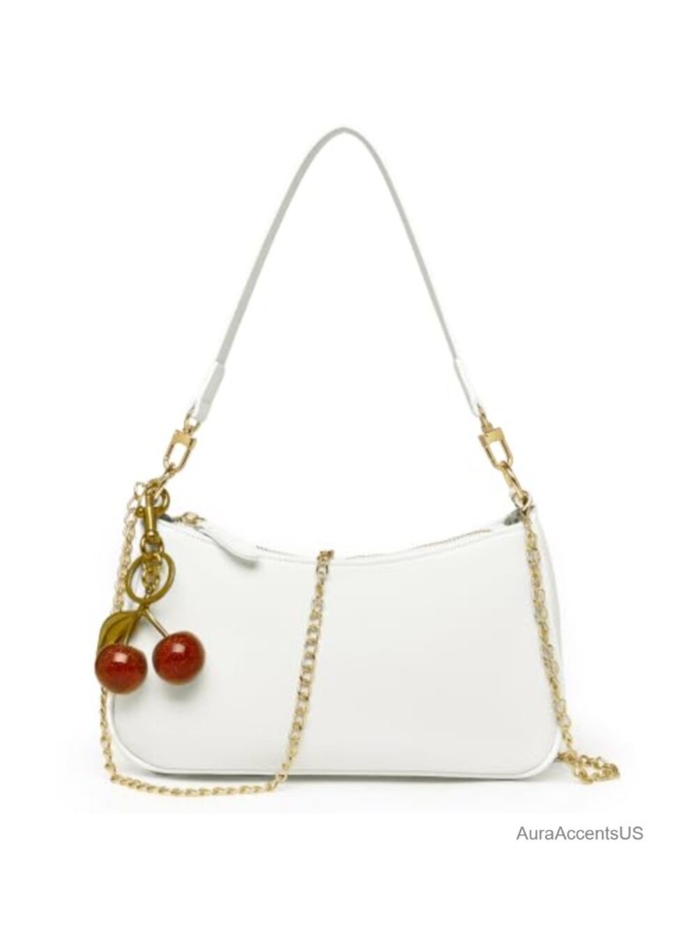 Faux Leather Cherry Hobo Handbag Multiway Shoulder Crossbody